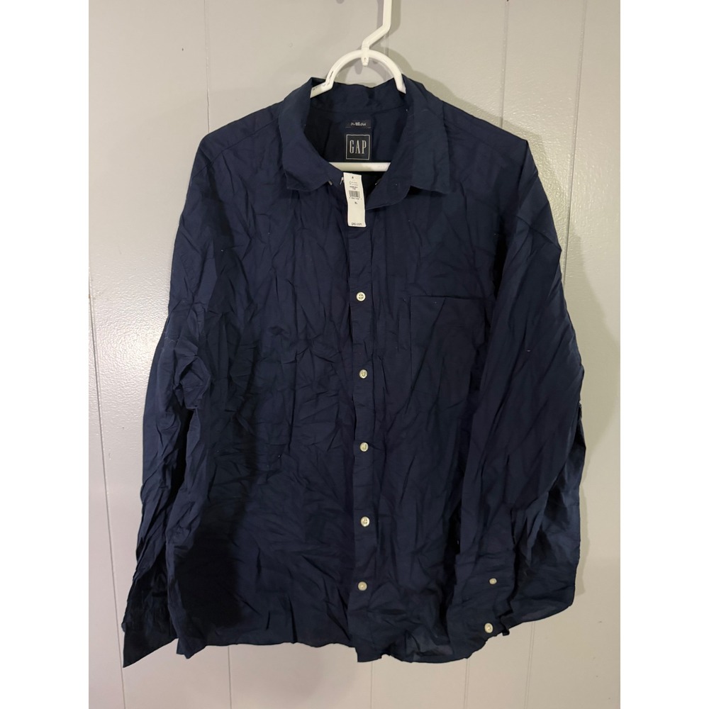 Gap The Big Shirt Mens XL Navy Blue Long Sleeve Button Up Poplin Cotton 5562